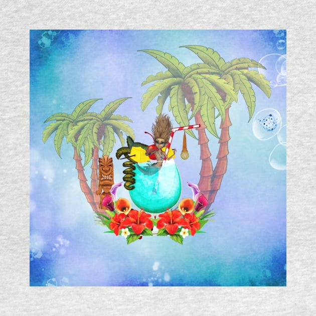 Little mermaid in a glass, tropical design by Nicky2342